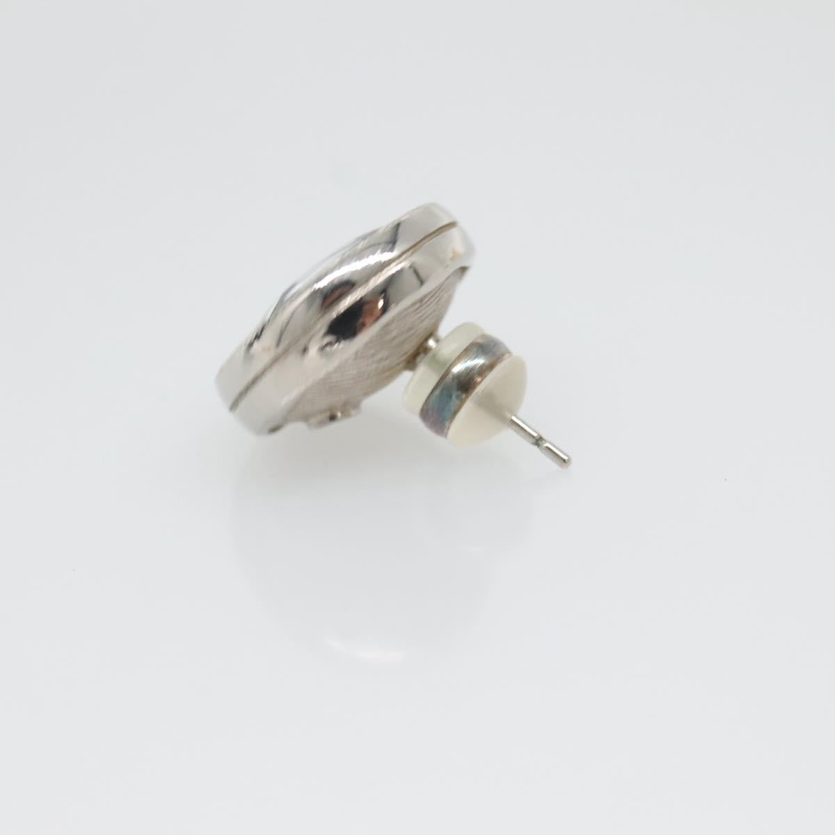 CHANEL Pierce Earring metal Silver CC Auth bs29158