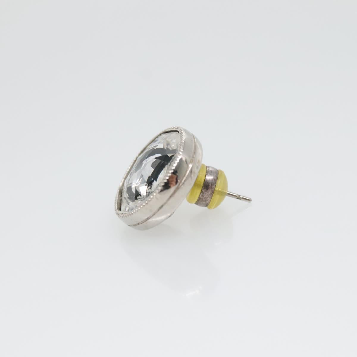 CHANEL Pierce Earring metal Silver CC Auth bs29158