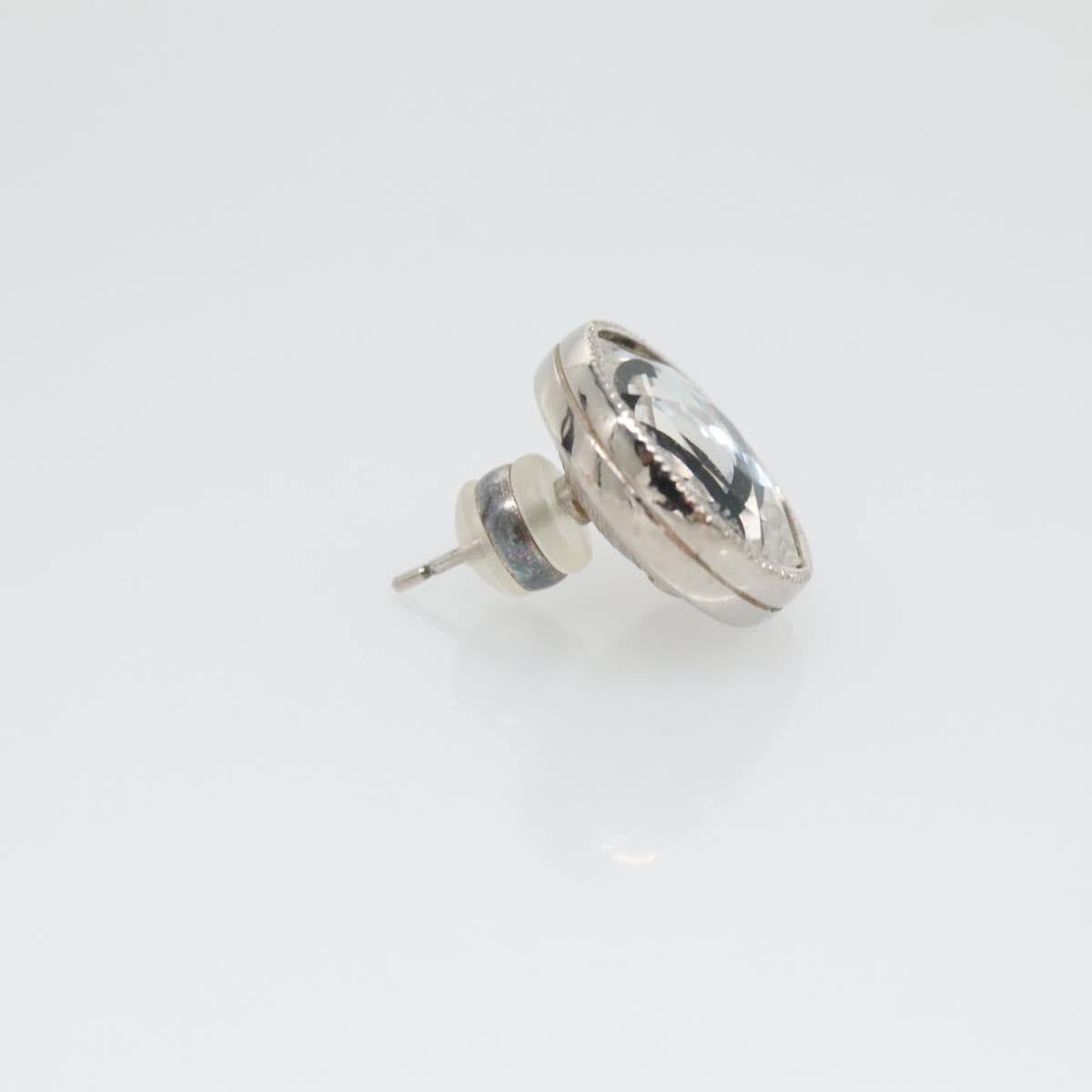 CHANEL Pierce Earring metal Silver CC Auth bs29158