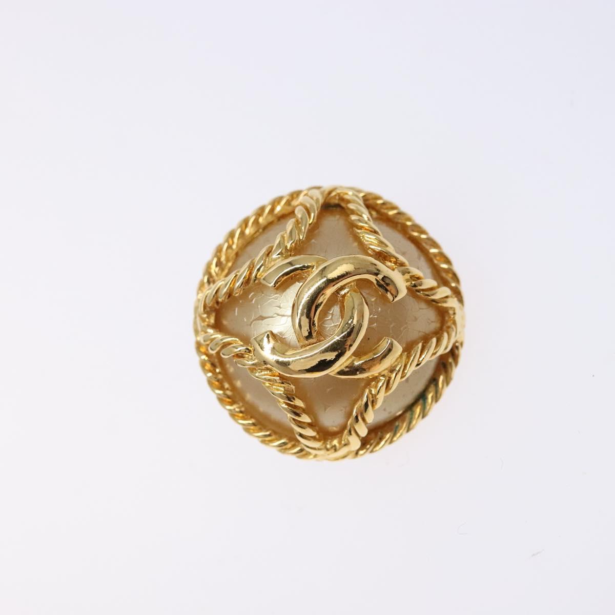 CHANEL Earring metal Gold CC Auth bs29159
