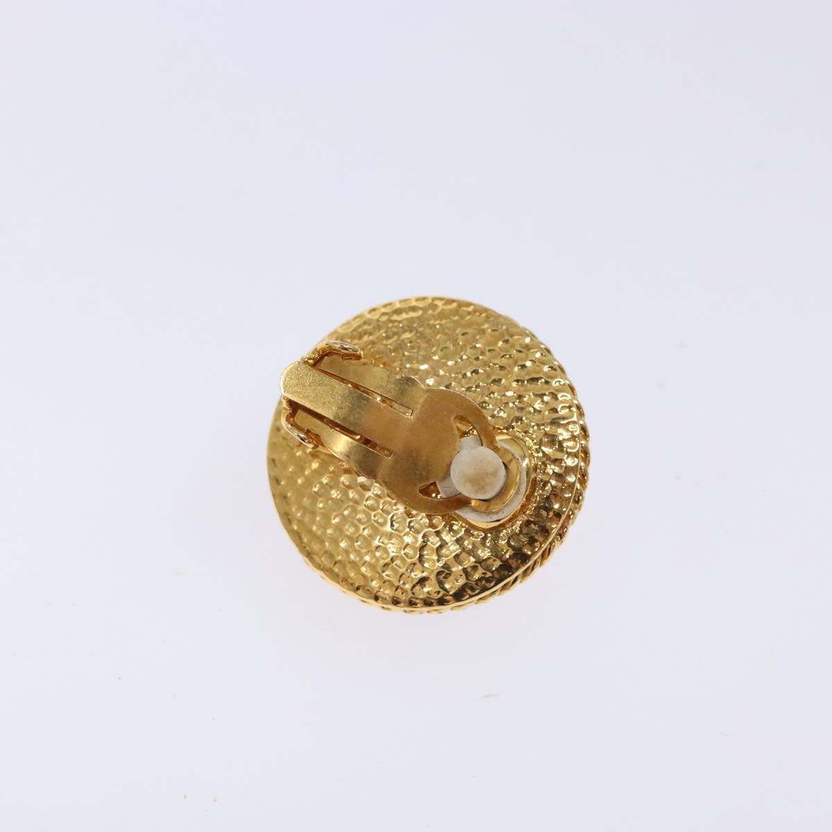 CHANEL Earring metal Gold CC Auth bs29159
