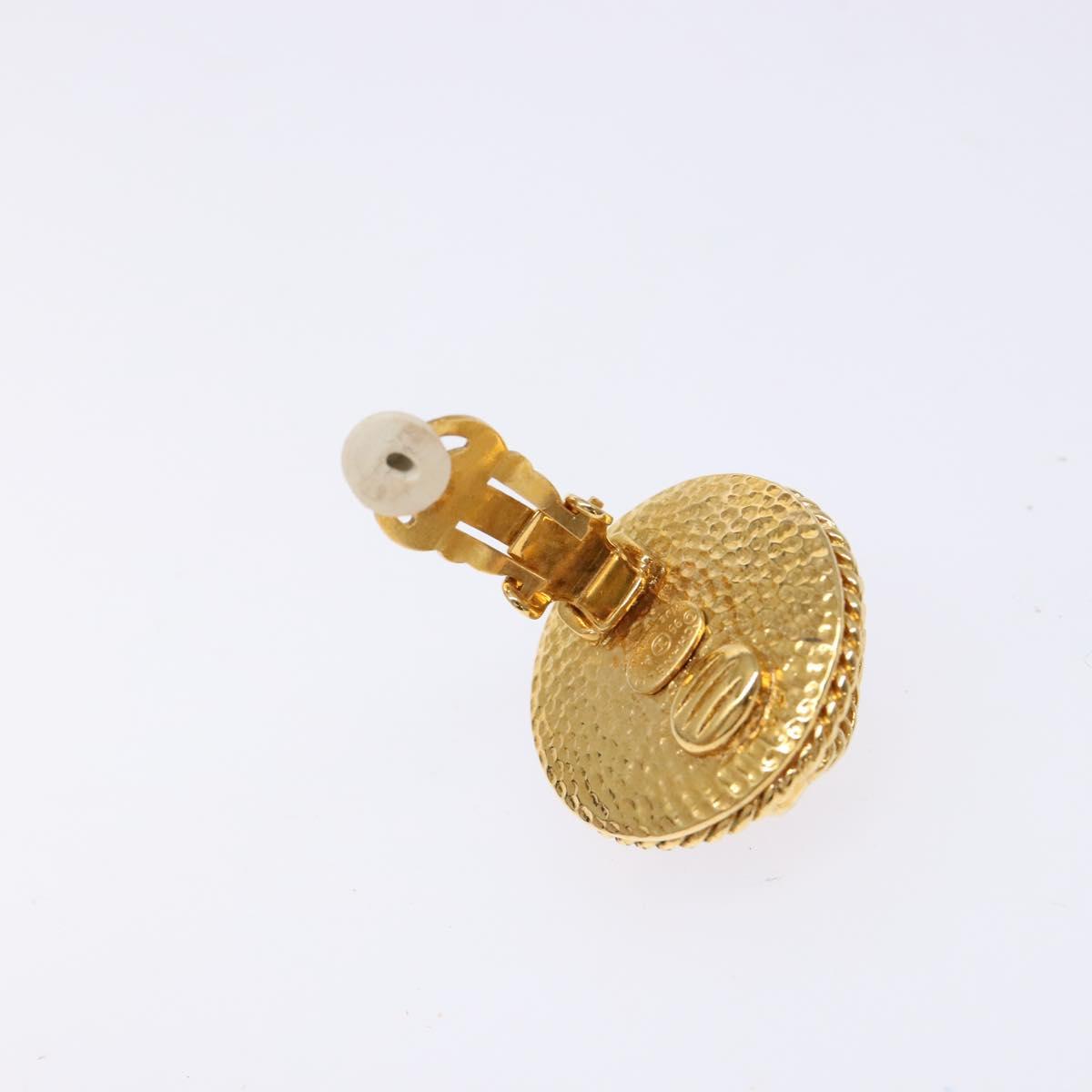 CHANEL Earring metal Gold CC Auth bs29159