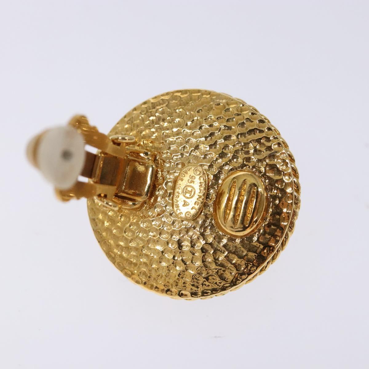 CHANEL Earring metal Gold CC Auth bs29159