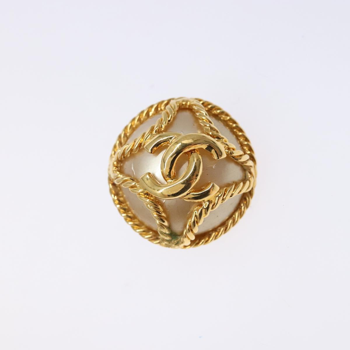 CHANEL Earring metal Gold CC Auth bs29159