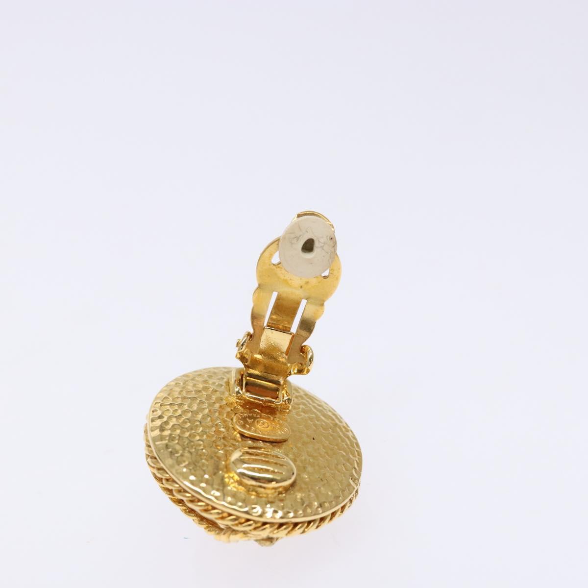 CHANEL Earring metal Gold CC Auth bs29159