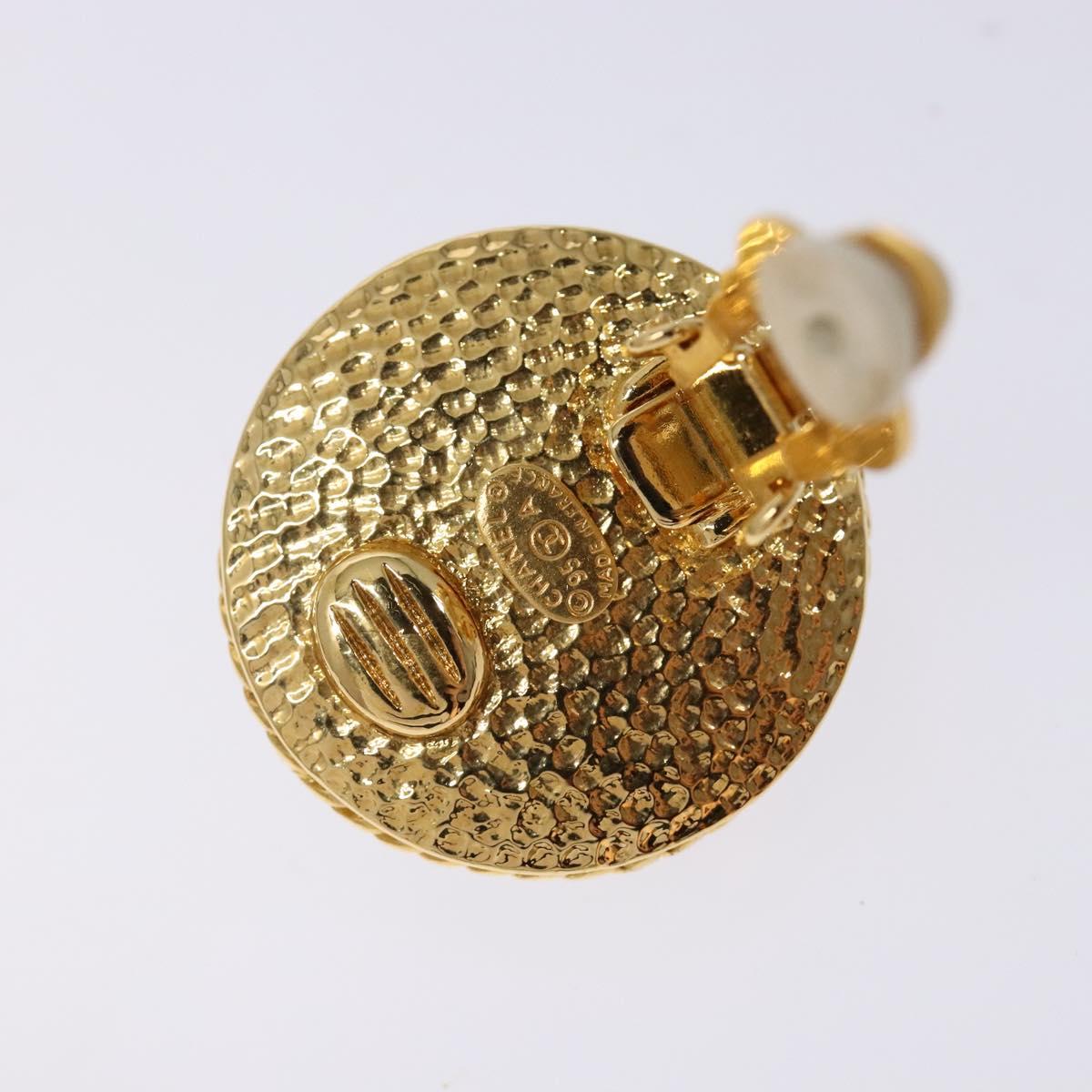 CHANEL Earring metal Gold CC Auth bs29159
