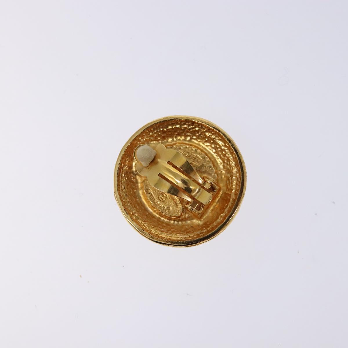 CHANEL Earring metal Gold CC Auth bs29160
