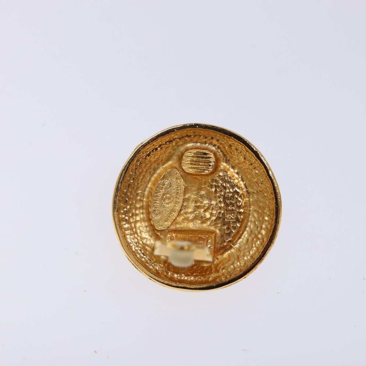 CHANEL Earring metal Gold CC Auth bs29160