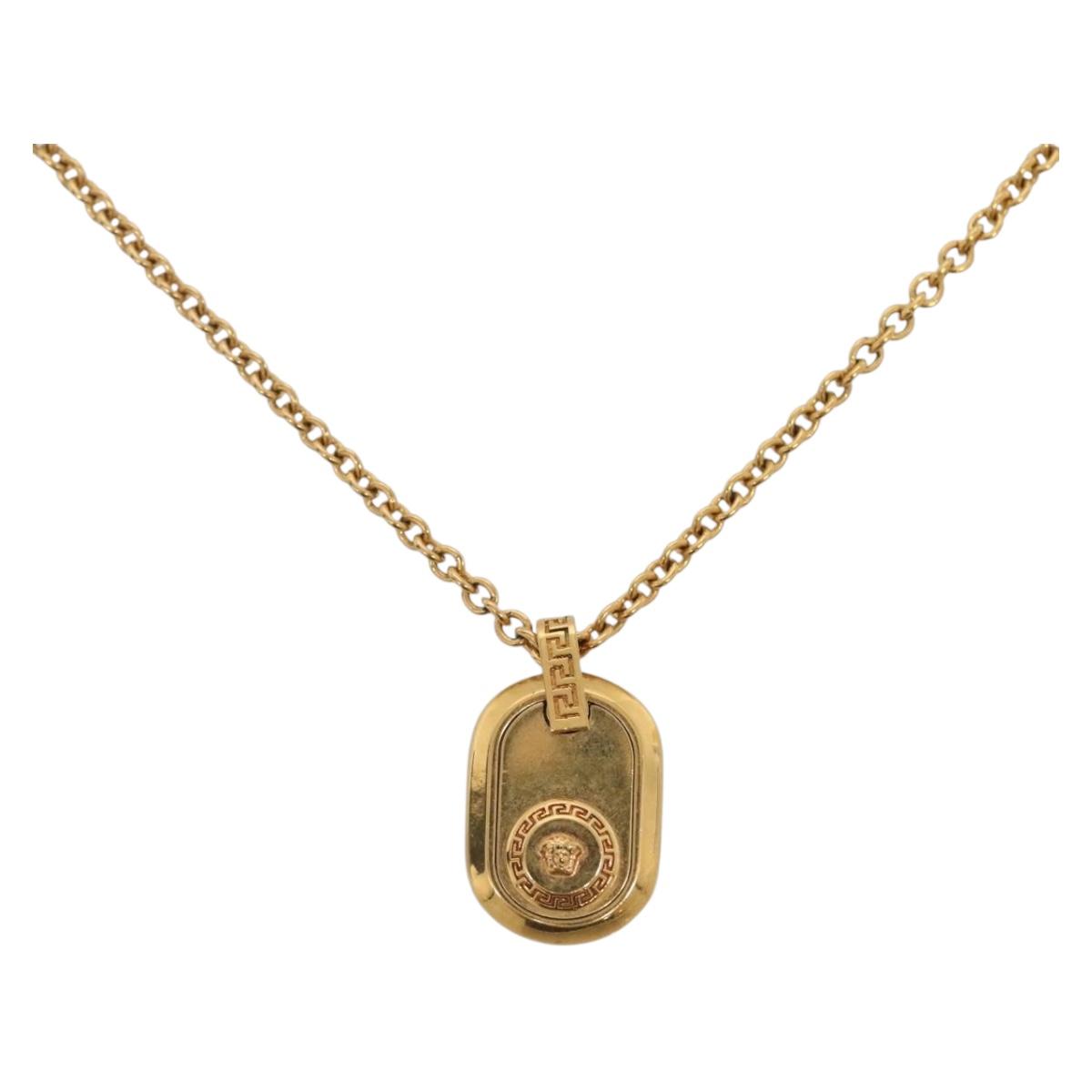 VERSACE Necklace metal Gold Auth bs29163