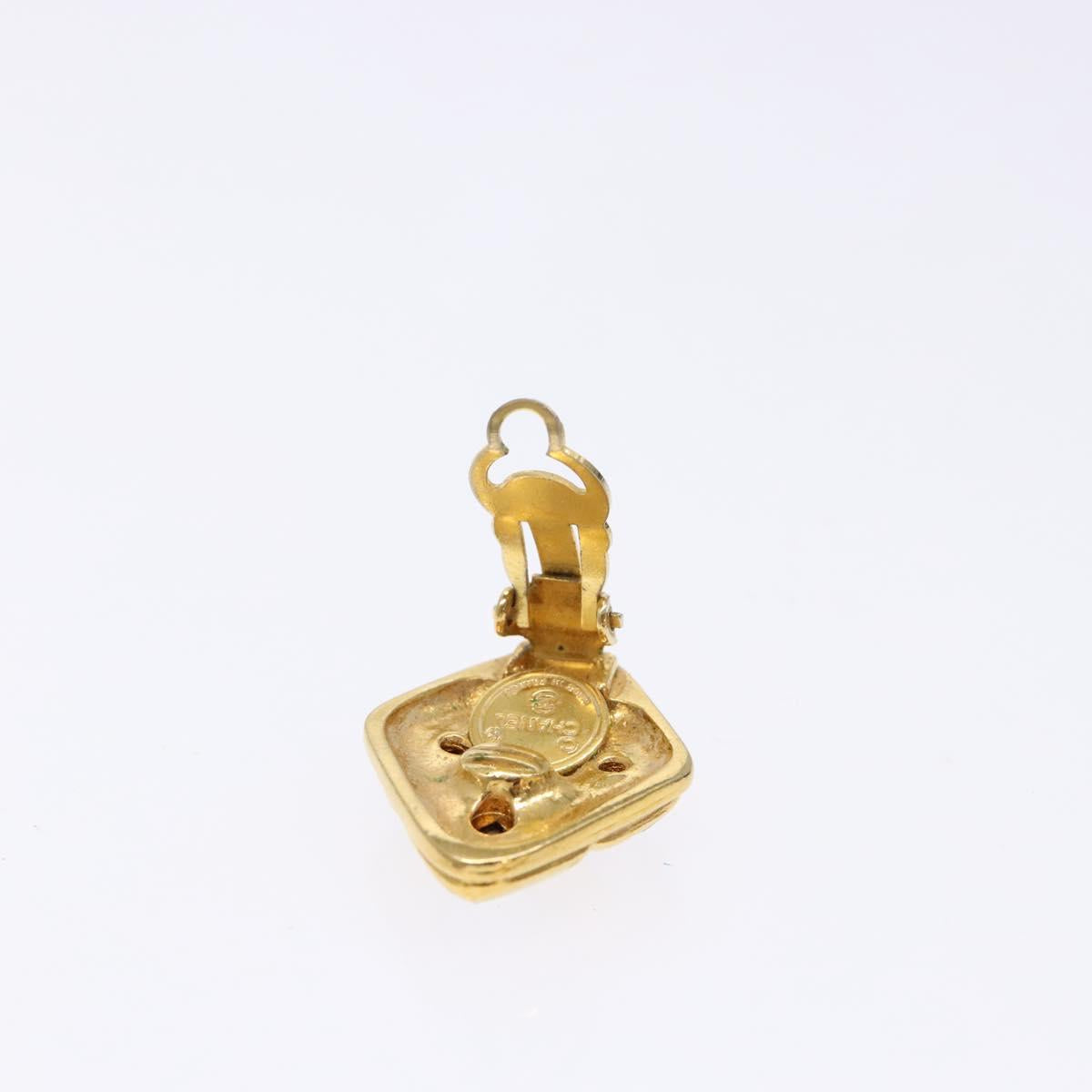 CHANEL Earring metal Gold CC Auth bs29166