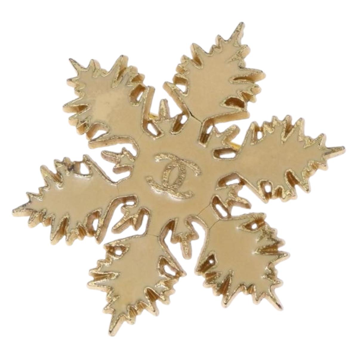 CHANEL Brooch metal Gold Tone CC Auth bs29167