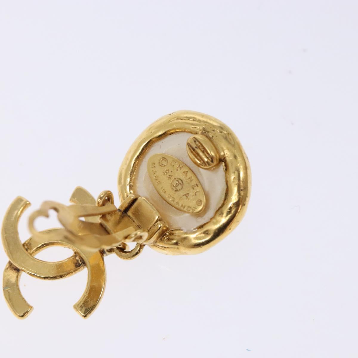 CHANEL Earring metal Gold CC Auth bs29181