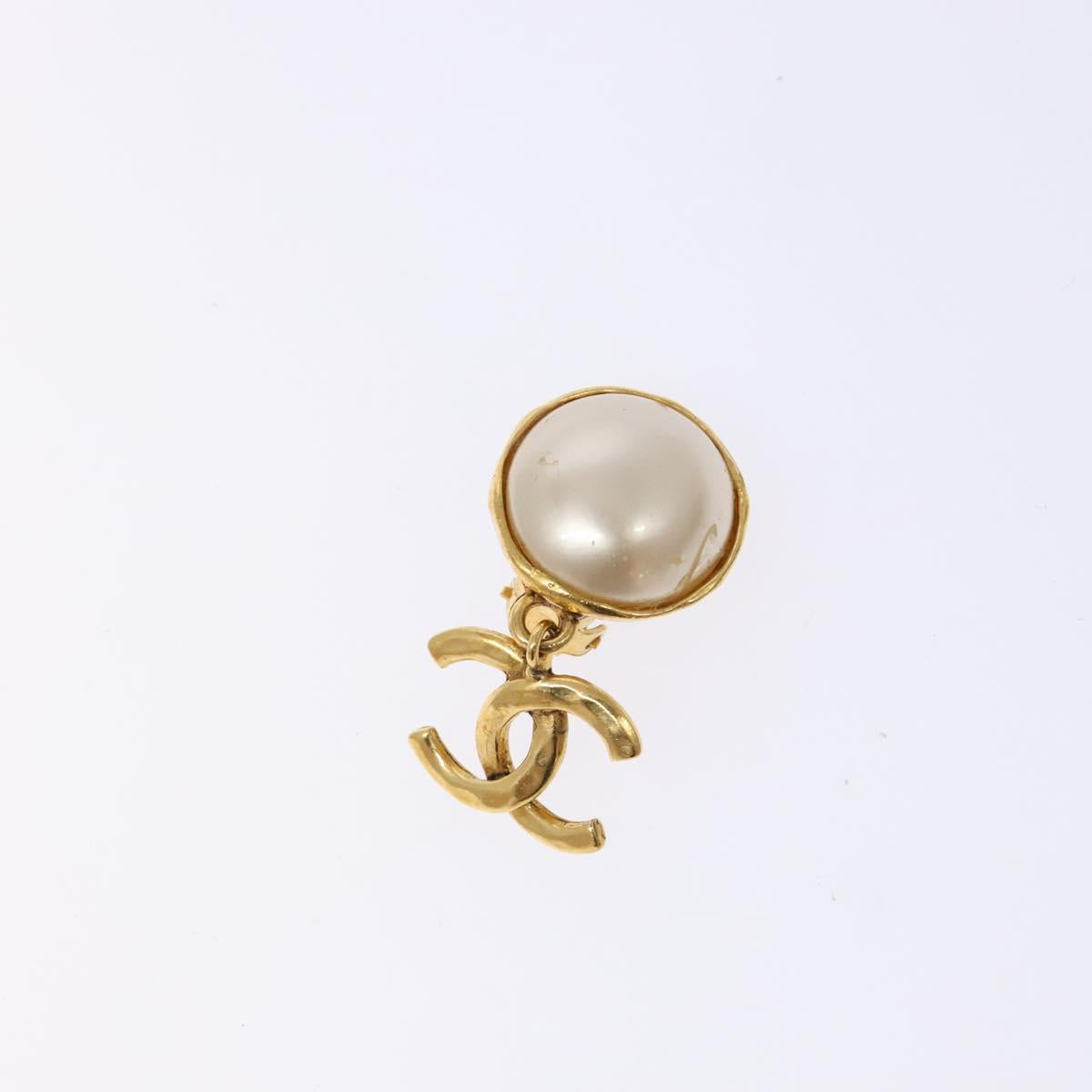CHANEL Earring metal Gold CC Auth bs29181