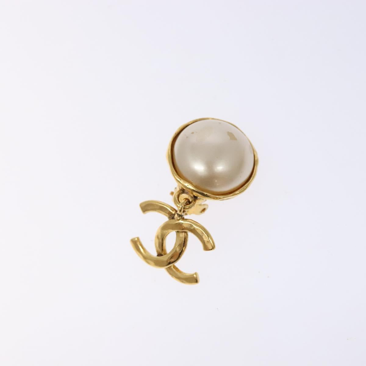 CHANEL Earring metal Gold CC Auth bs29181