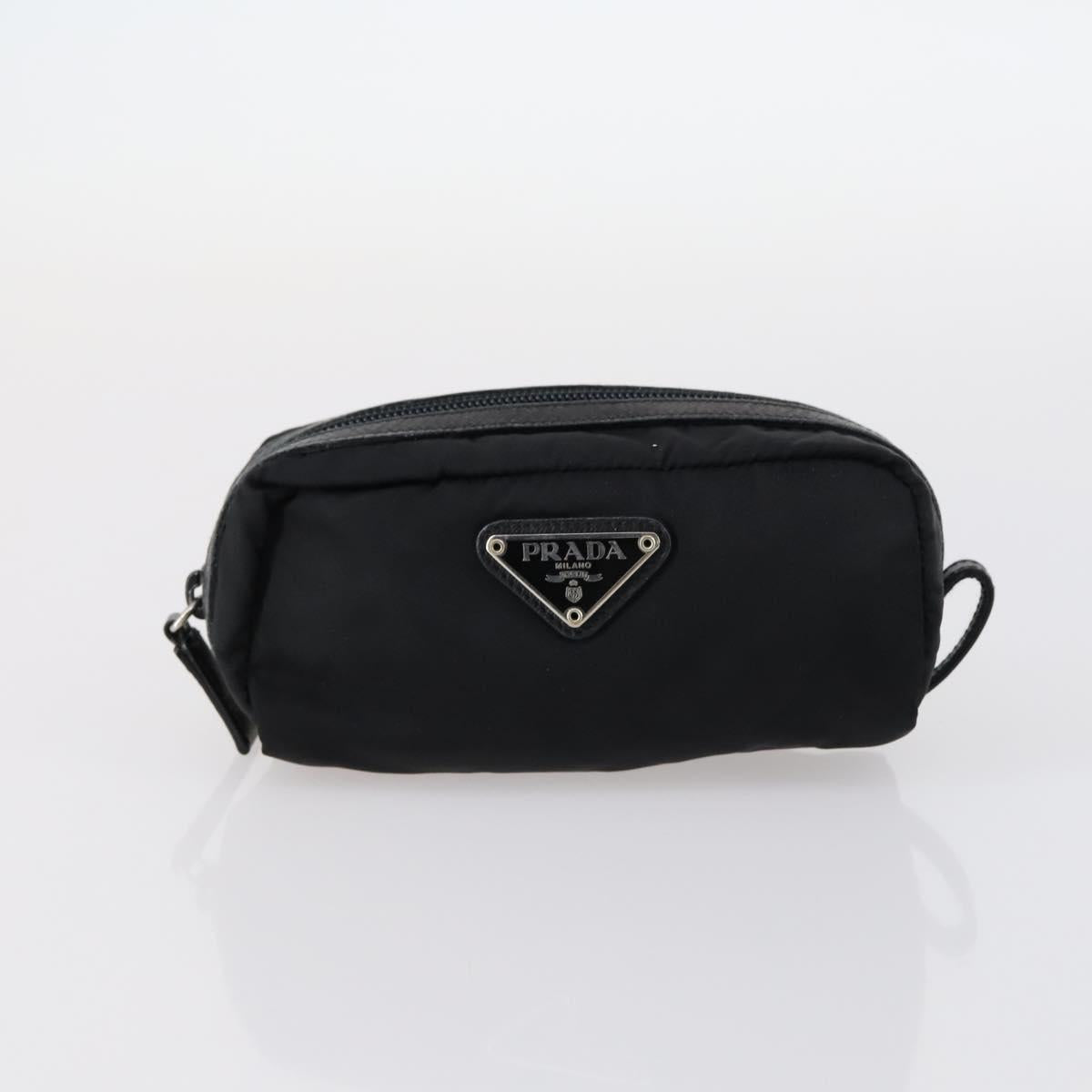 PRADA Pouch Nylon 4 Set Black Khaki purple Auth bs29189