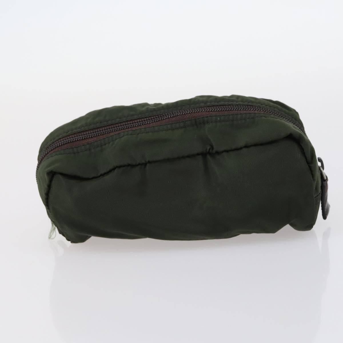 PRADA Pouch Nylon 4 Set Black Khaki purple Auth bs29189