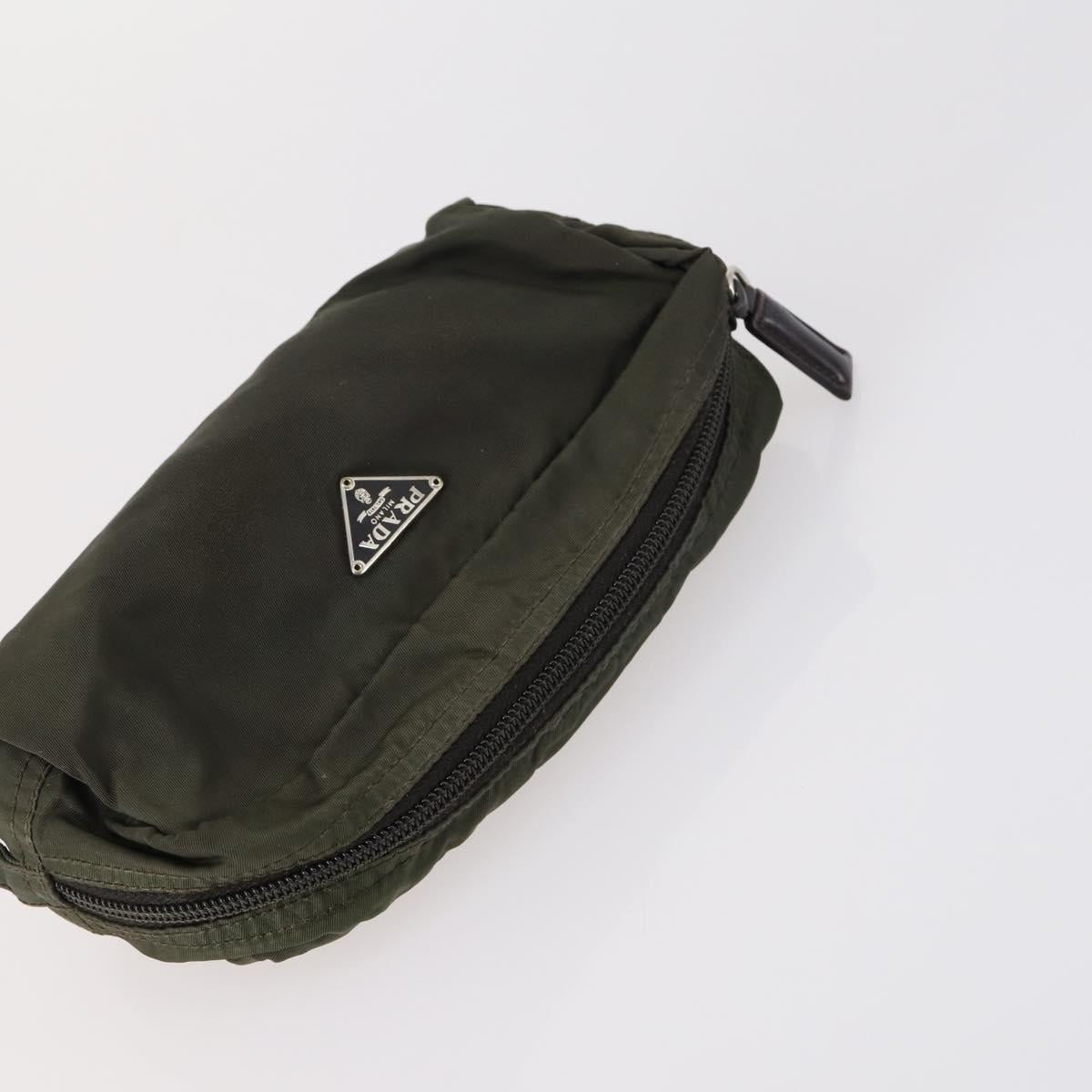 PRADA Pouch Nylon 4 Set Black Khaki purple Auth bs29189