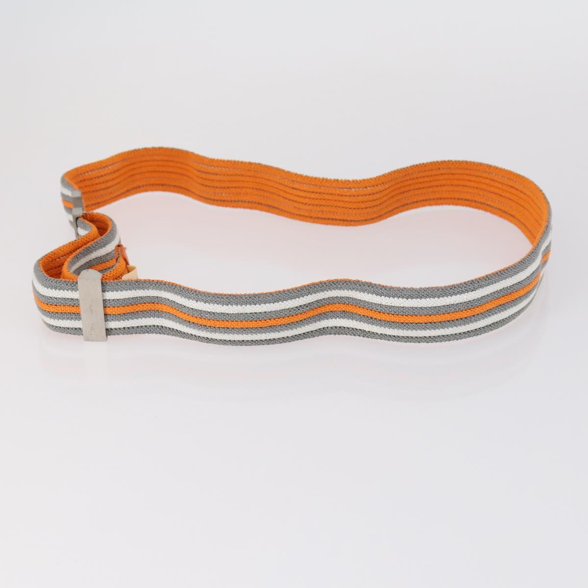 HERMES Suspenders Belt Canvas Leather 2Set Orange Auth bs29192