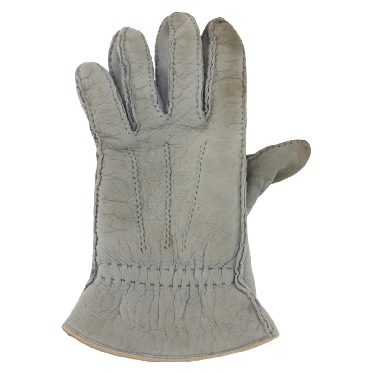 CHANEL Gloves Mouton Blue CC Auth bs29196