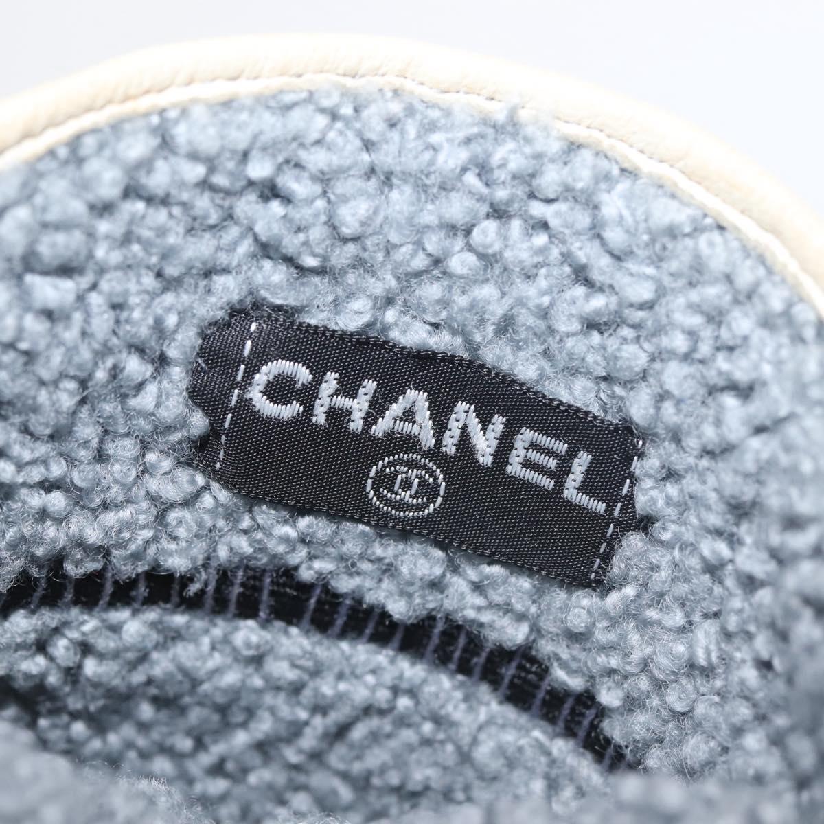 CHANEL Gloves Mouton Blue CC Auth bs29196