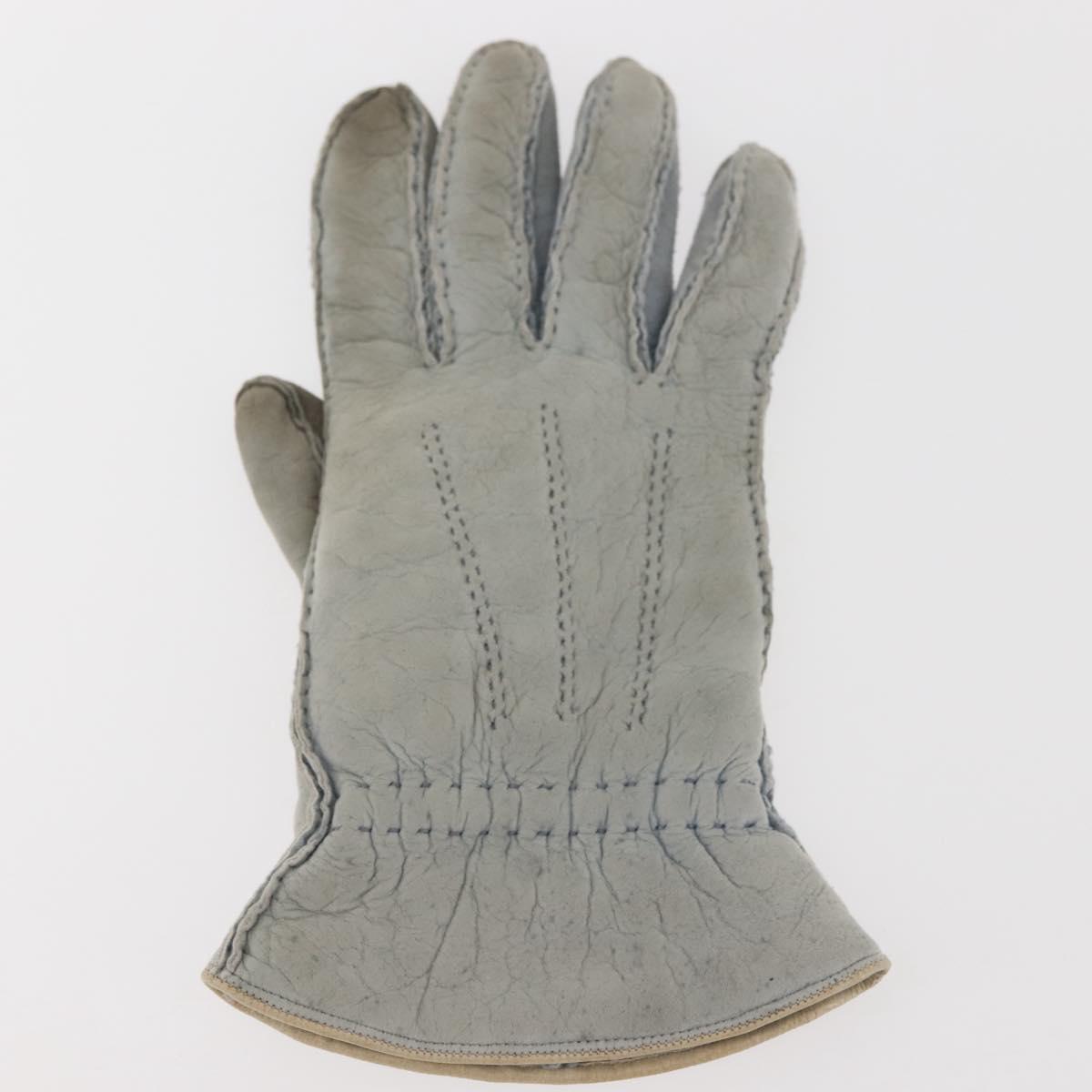 CHANEL Gloves Mouton Blue CC Auth bs29196