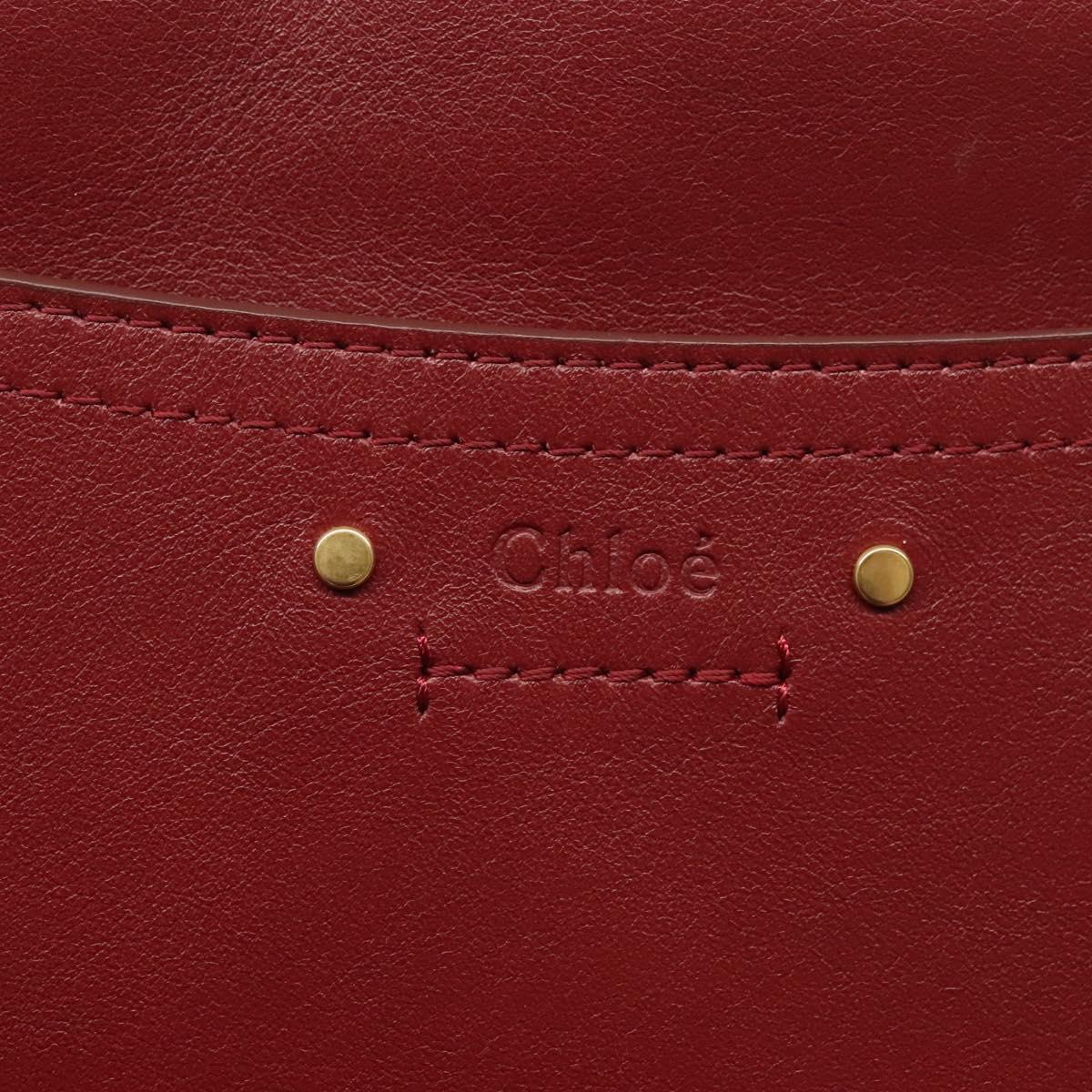Chloe Shoulder Bag Leather 2way Bordeaux Gold Silver Auth bs29200
