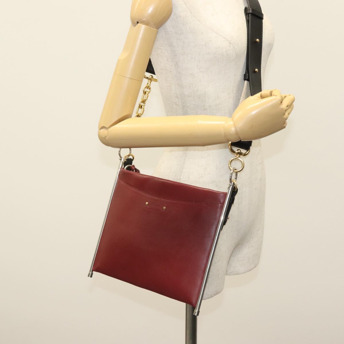 Chloe Shoulder Bag Leather 2way Bordeaux Gold Silver Auth bs29200