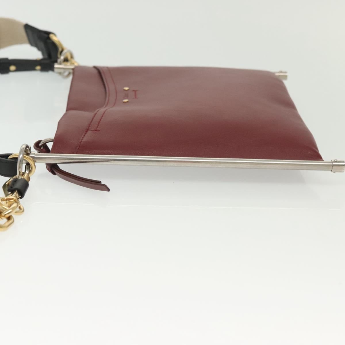 Chloe Shoulder Bag Leather 2way Bordeaux Gold Silver Auth bs29200