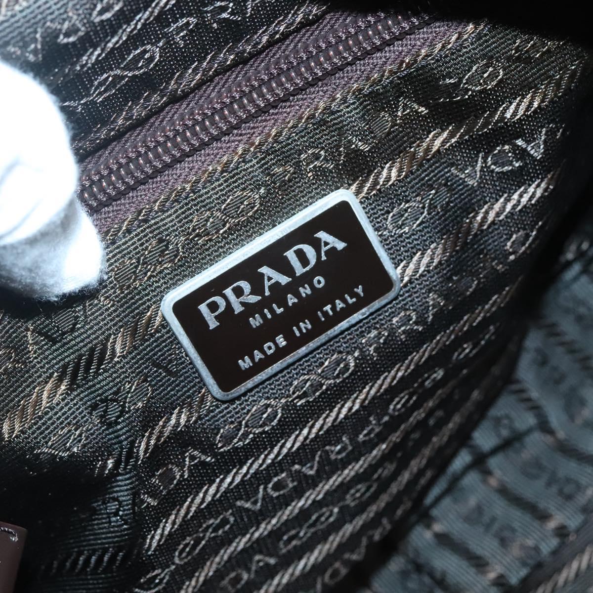 PRADA Shoulder Bag Nylon Khaki Silver Auth bs29203