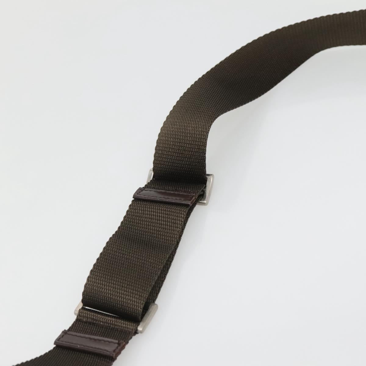 PRADA Shoulder Bag Nylon Khaki Silver Auth bs29203