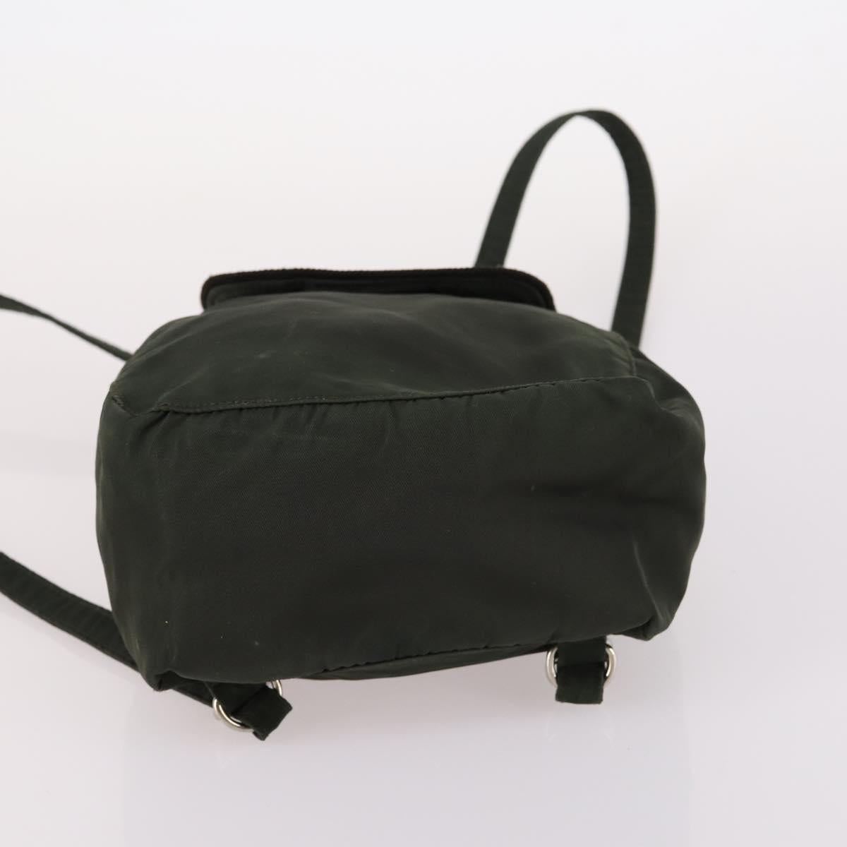 PRADA Backpack Nylon Khaki Silver Auth bs29204