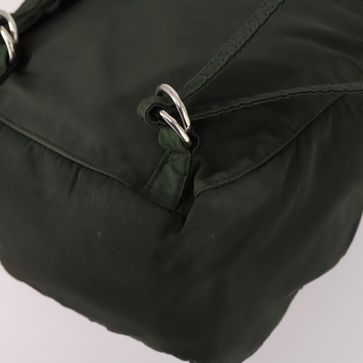 PRADA Backpack Nylon Khaki Silver Auth bs29204