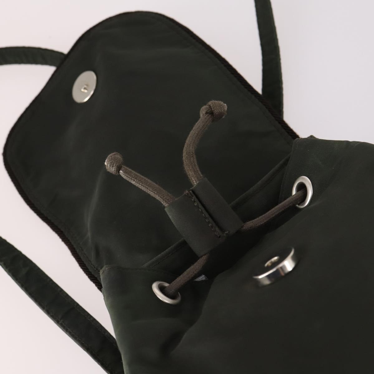 PRADA Backpack Nylon Khaki Silver Auth bs29204