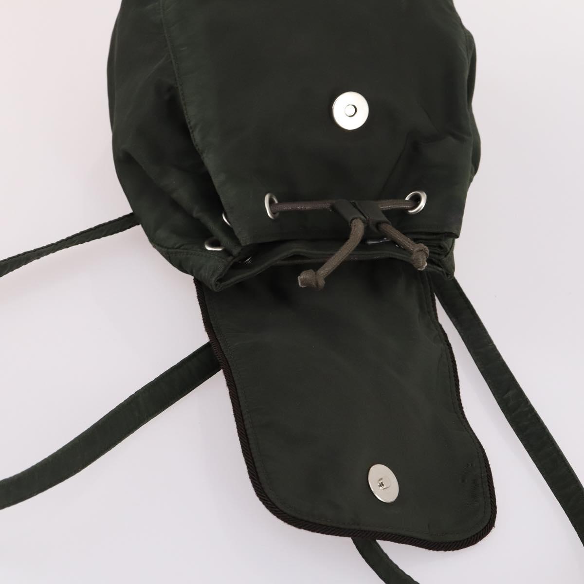 PRADA Backpack Nylon Khaki Silver Auth bs29204