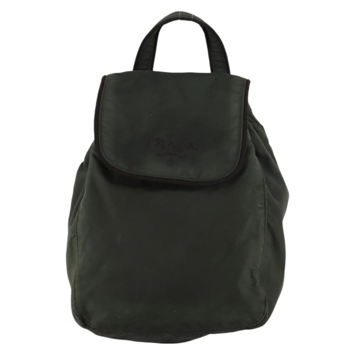 PRADA Backpack Nylon Khaki Silver Auth bs29204