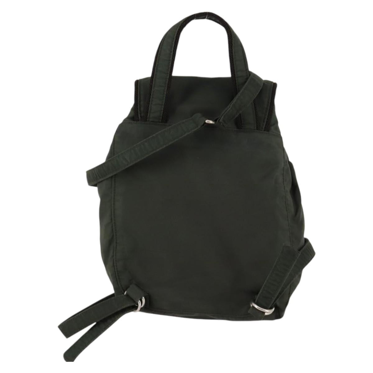 PRADA Backpack Nylon Khaki Silver Auth bs29204