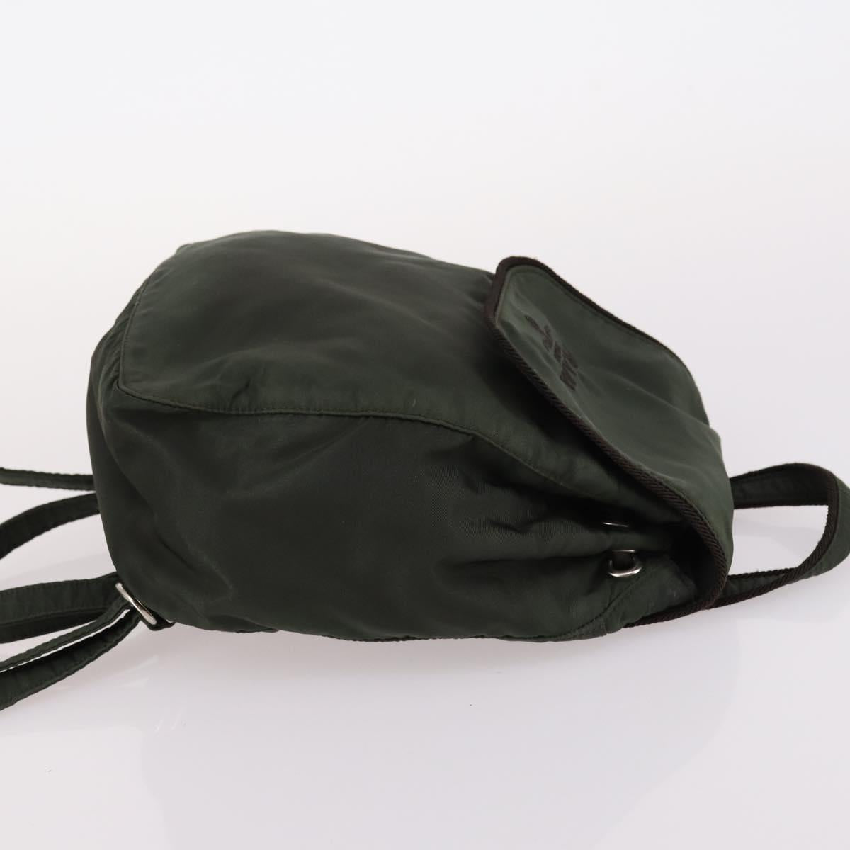 PRADA Backpack Nylon Khaki Silver Auth bs29204