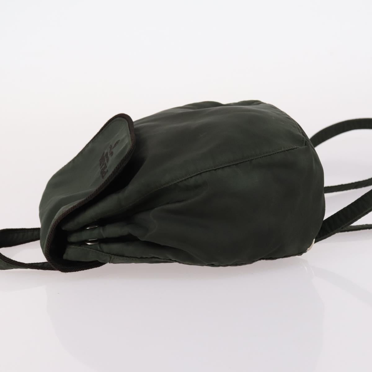 PRADA Backpack Nylon Khaki Silver Auth bs29204