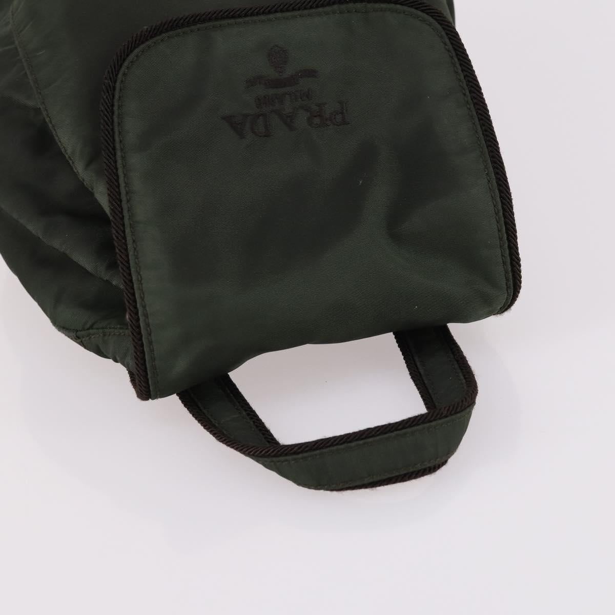 PRADA Backpack Nylon Khaki Silver Auth bs29204