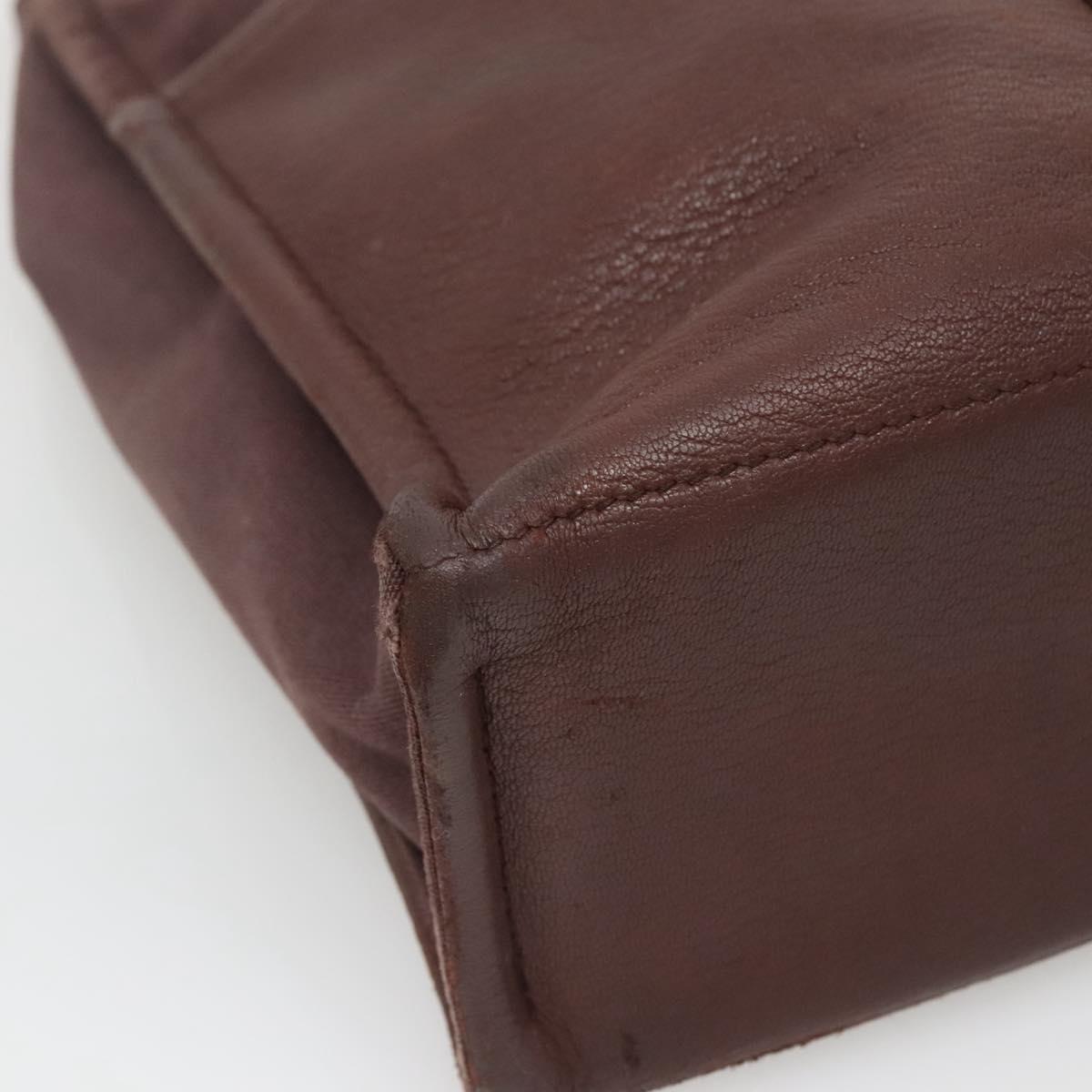 HERMES Fourre Tout MM Hand Bag Canvas Leather Brown Silver Auth bs29205