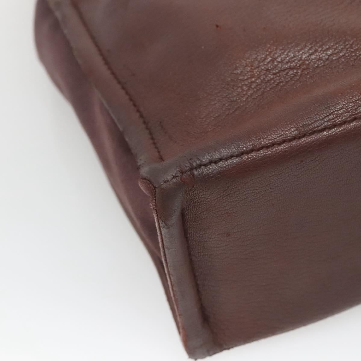HERMES Fourre Tout MM Hand Bag Canvas Leather Brown Silver Auth bs29205
