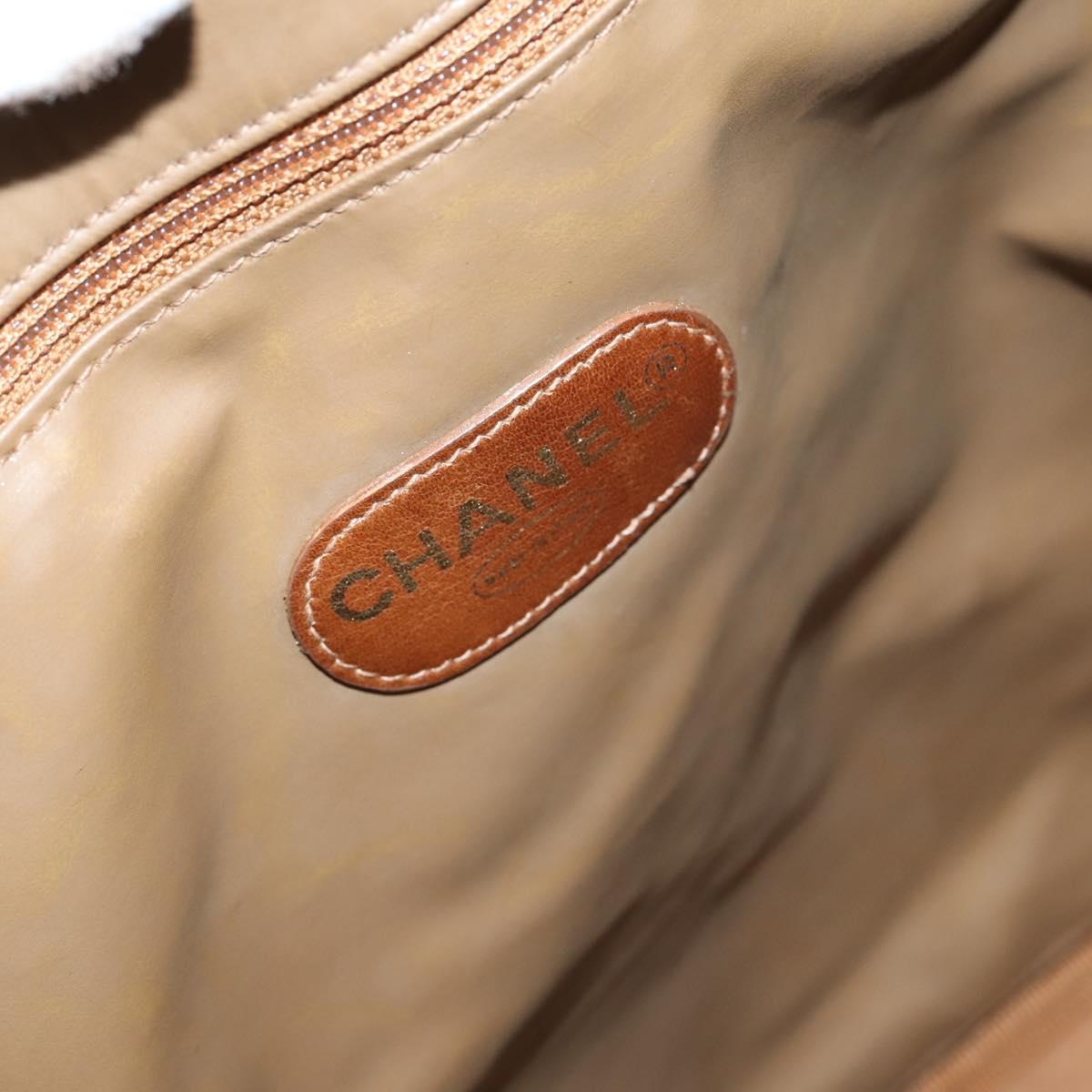 CHANEL Tote Bag Enamel Brown Gold CC Auth bs29208