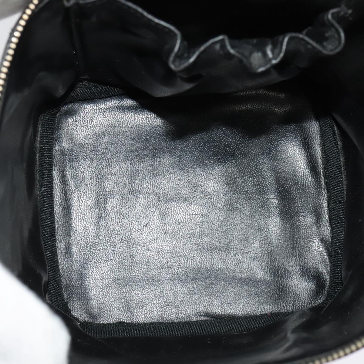 CHANEL Vanity Pouch Leather Black Gold CC Auth bs29211