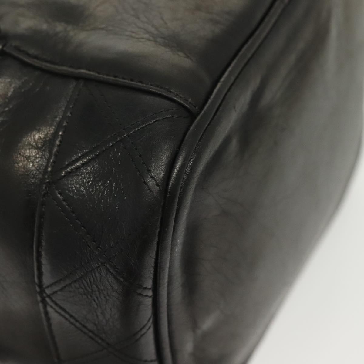 CHANEL Vanity Pouch Leather Black Gold CC Auth bs29212