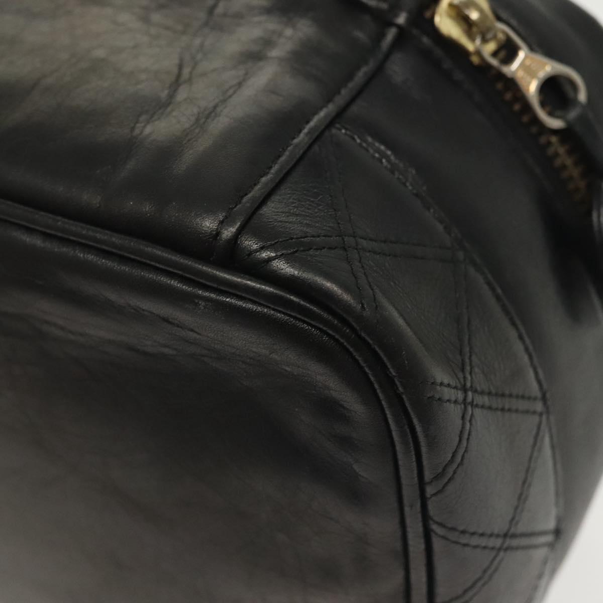 CHANEL Vanity Pouch Leather Black Gold CC Auth bs29212