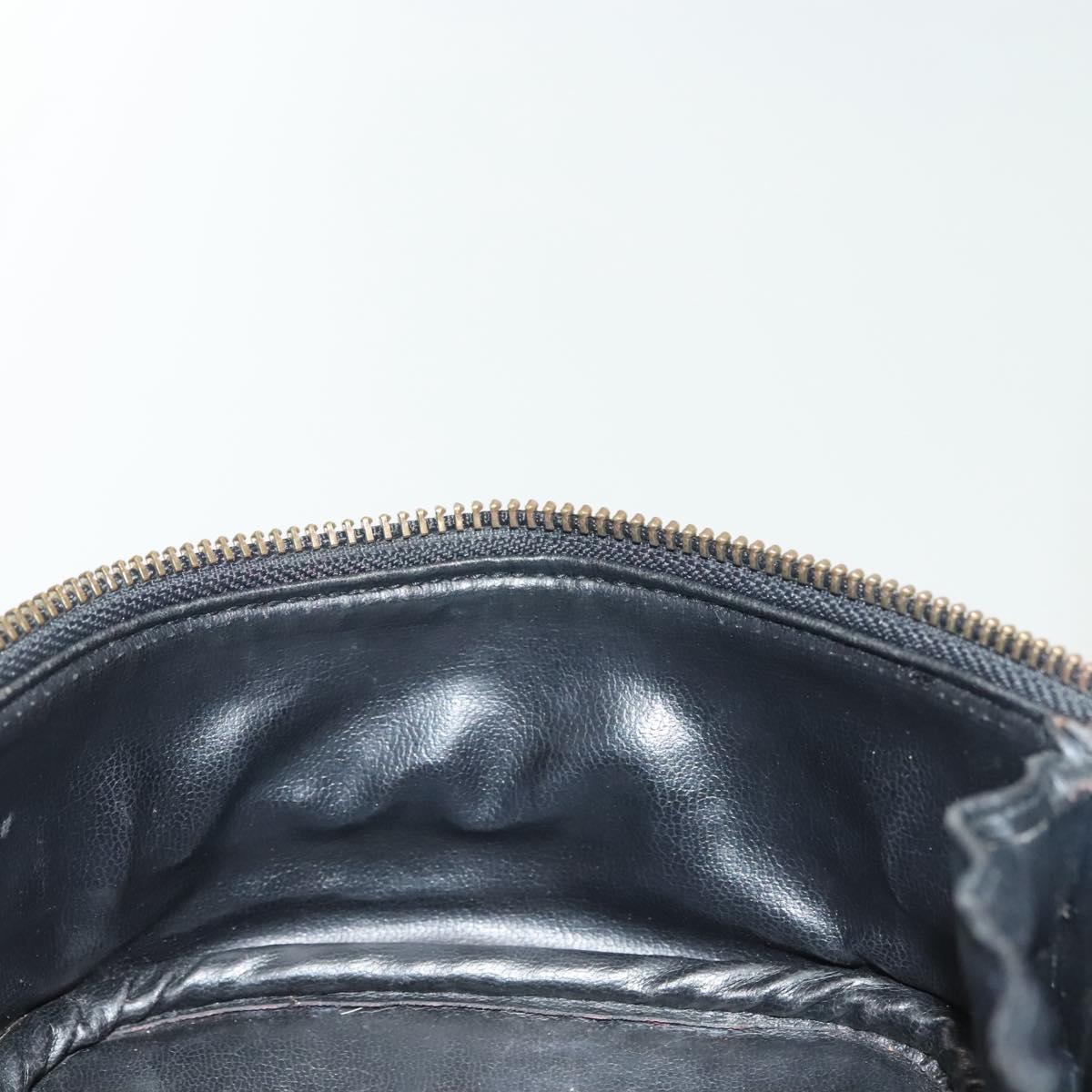 CHANEL Vanity Pouch Leather Black Gold CC Auth bs29212