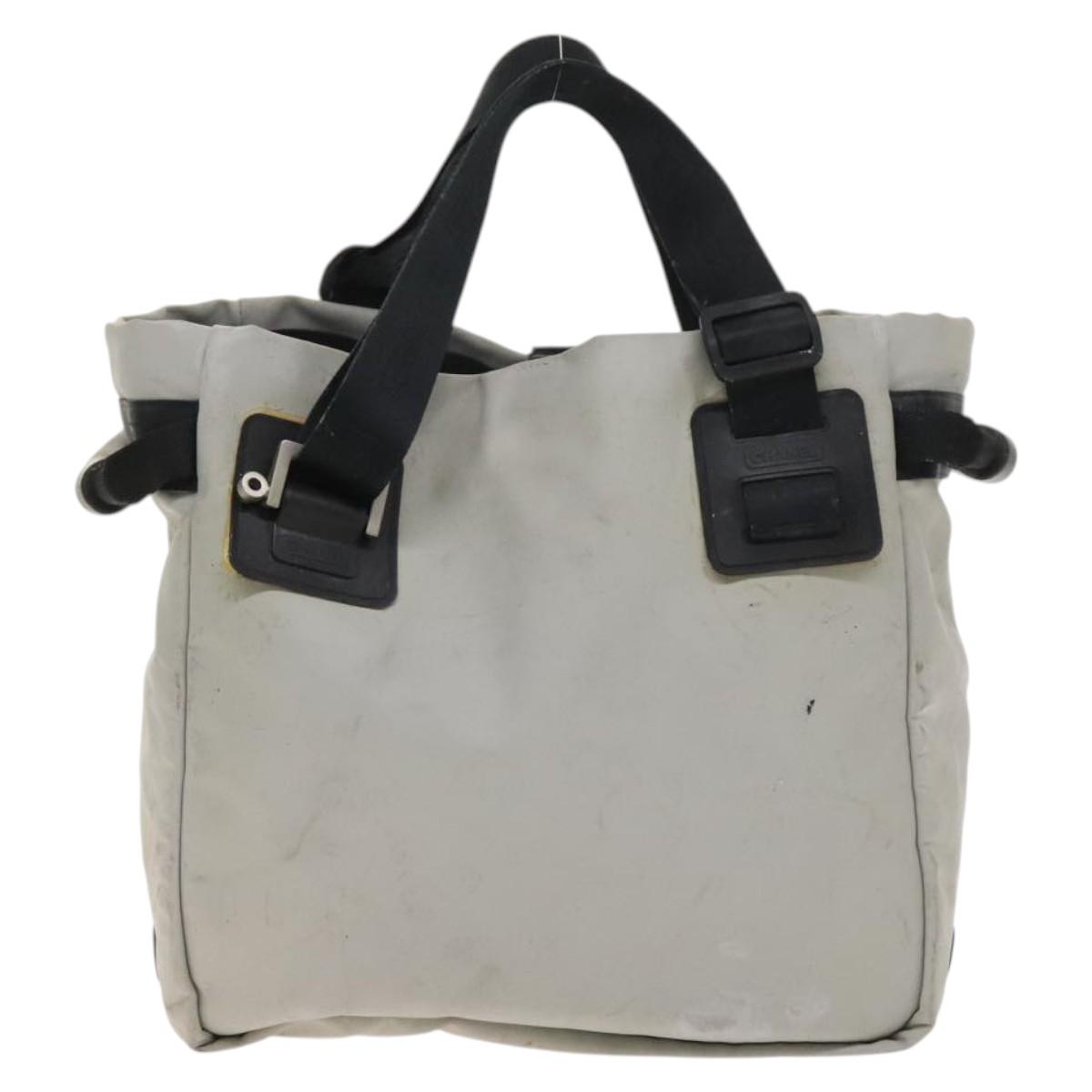 CHANEL Tote Bag Coated Canvas Gray Silver CC Auth bs29217