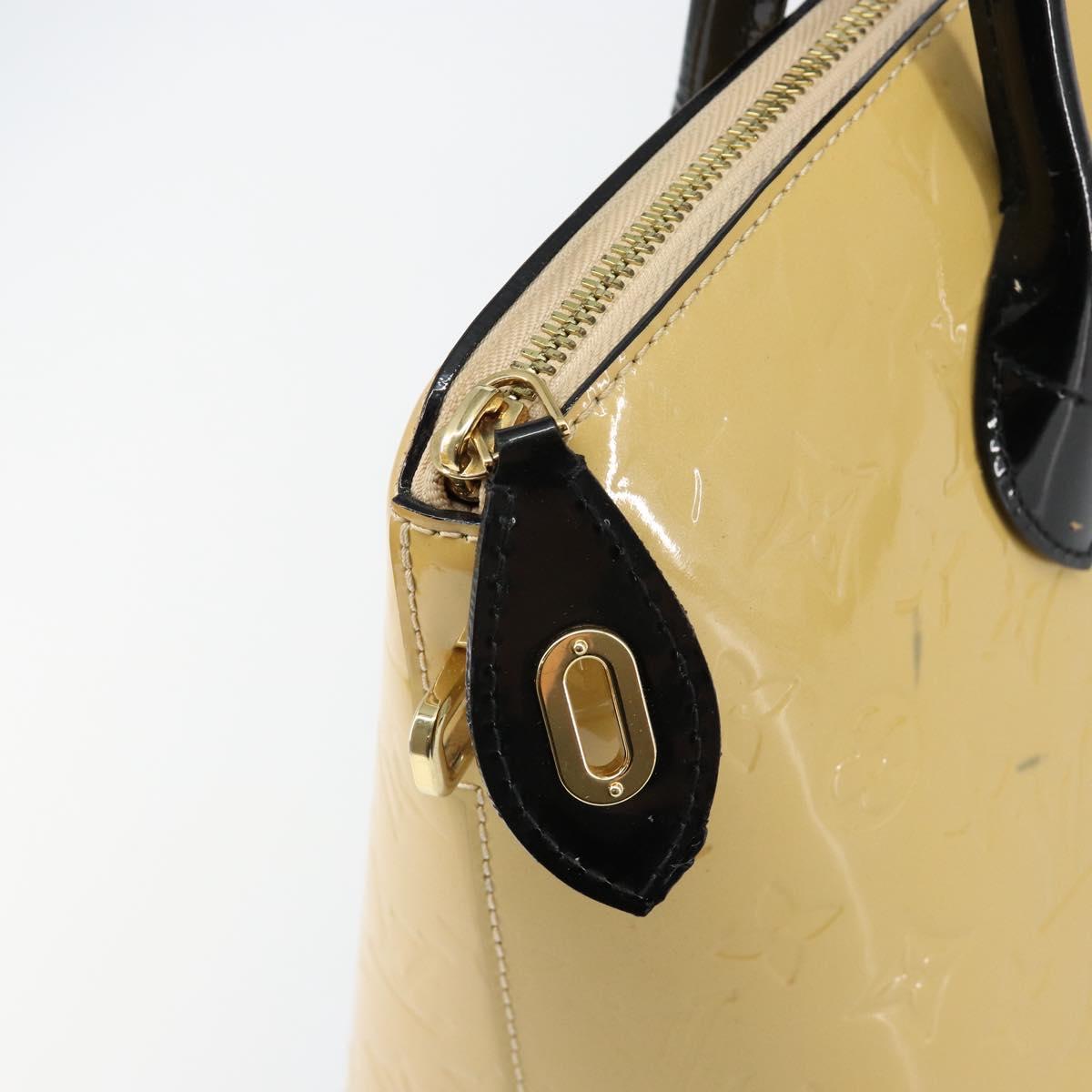 LOUIS VUITTON Monogram Vernis Lockit PM Tote Bag Beige Black M90251 Auth bs29224