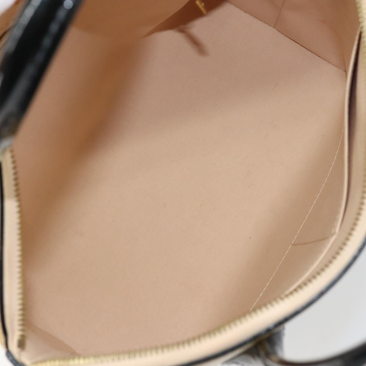 LOUIS VUITTON Monogram Vernis Lockit PM Tote Bag Beige Black M90251 Auth bs29224