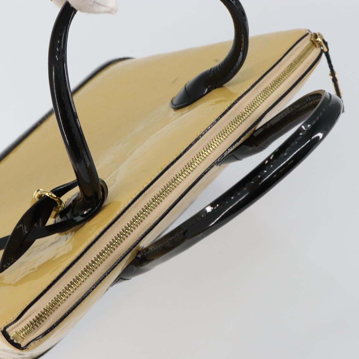 LOUIS VUITTON Monogram Vernis Lockit PM Tote Bag Beige Black M90251 Auth bs29224